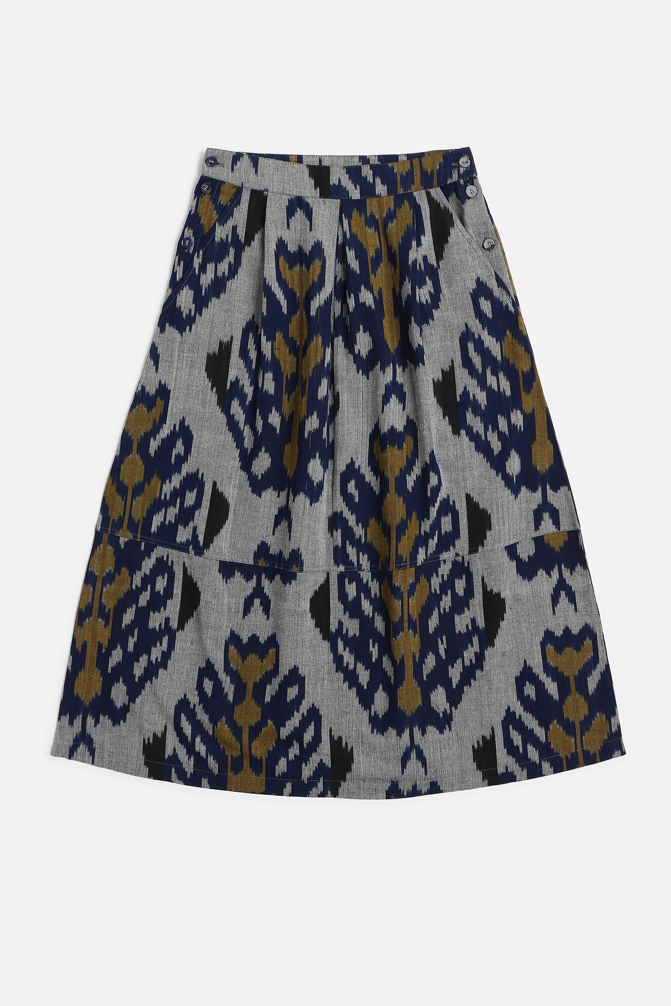 Pleated Sabi Skirt, in Mandragora Ikat