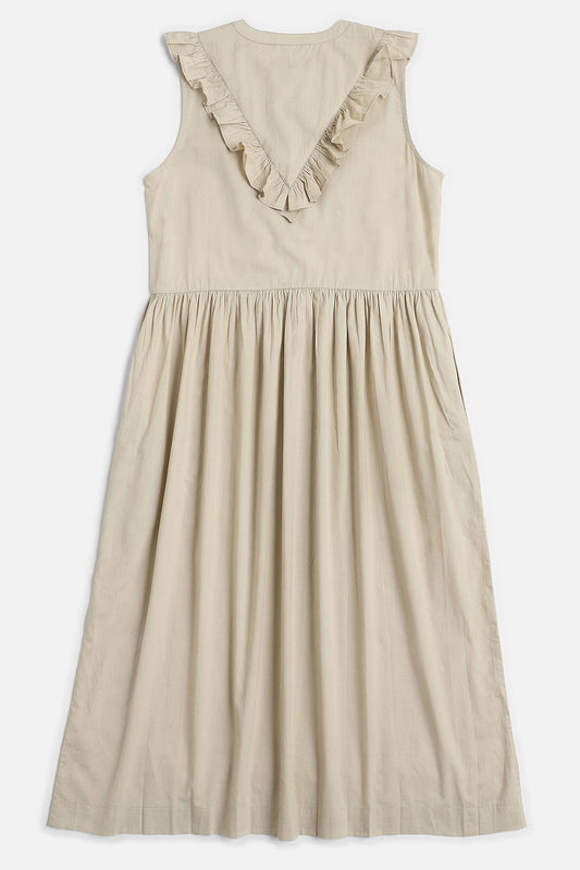 Ruffle Sleeveless Dress, in Walnut