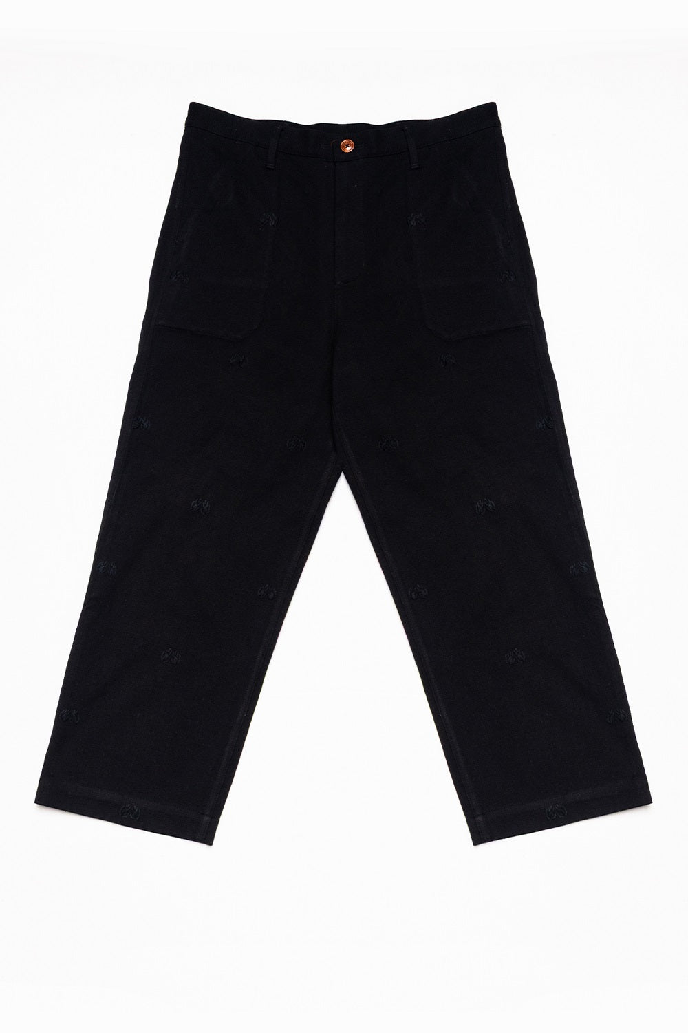 Hand-Embroidered Carpenter Pant, in Black