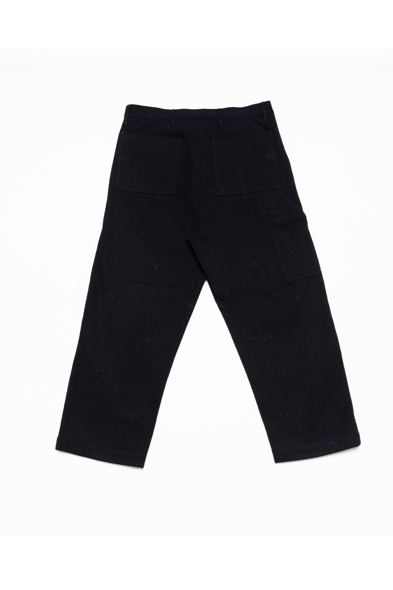 Hand-Embroidered Carpenter Pant, in Black