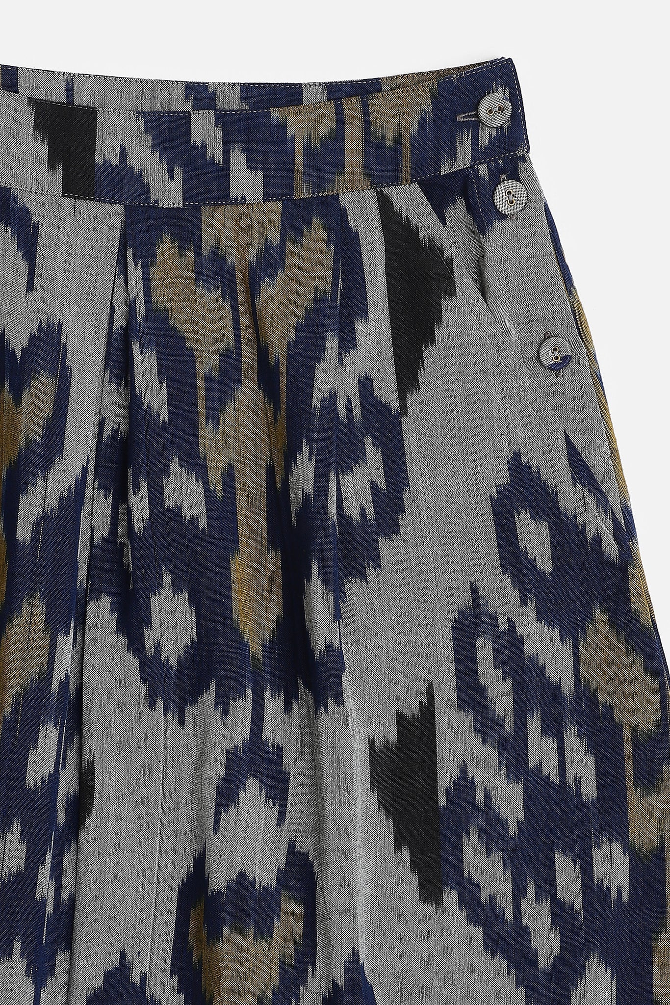 Pleated Sabi Skirt, in Mandragora Ikat