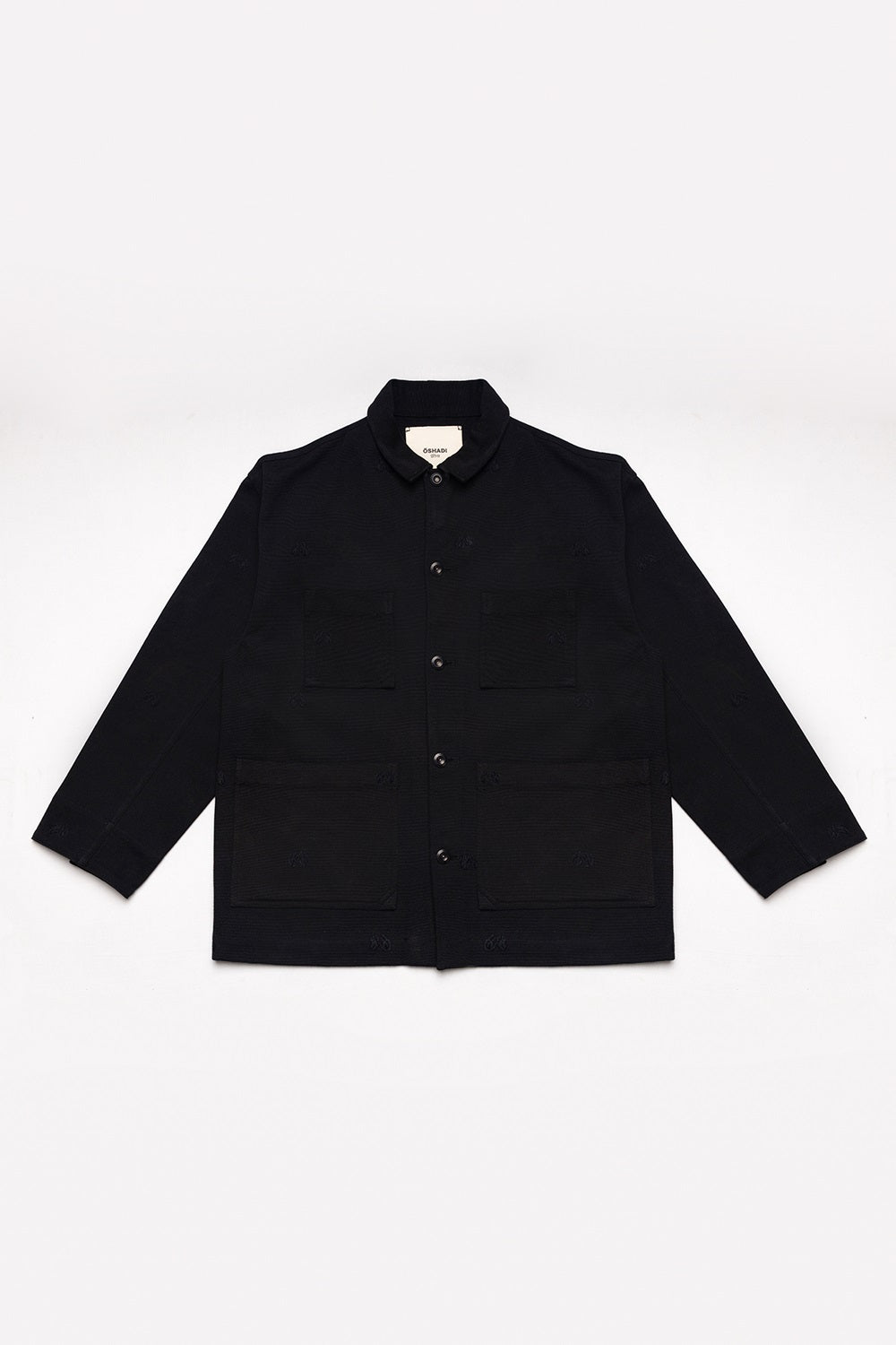 Hand-Embroidered Workwear Jacket, in Black