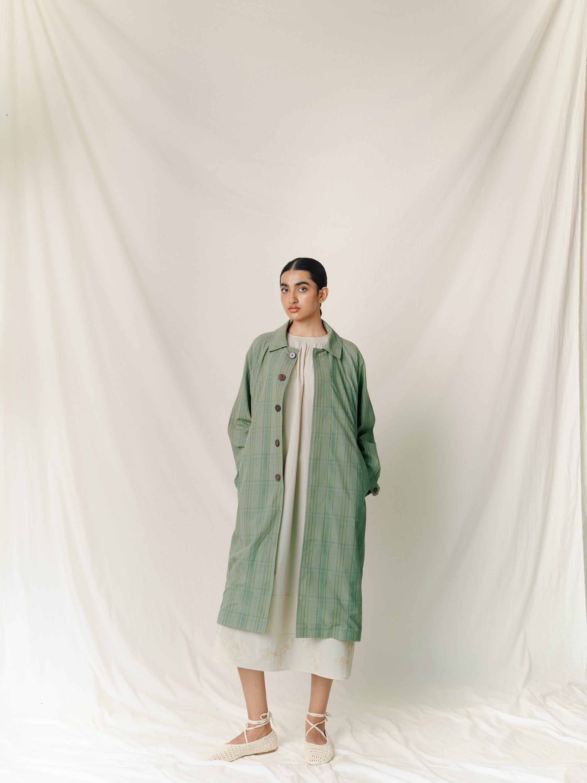 Nain Coat, in Greenstone Plaid