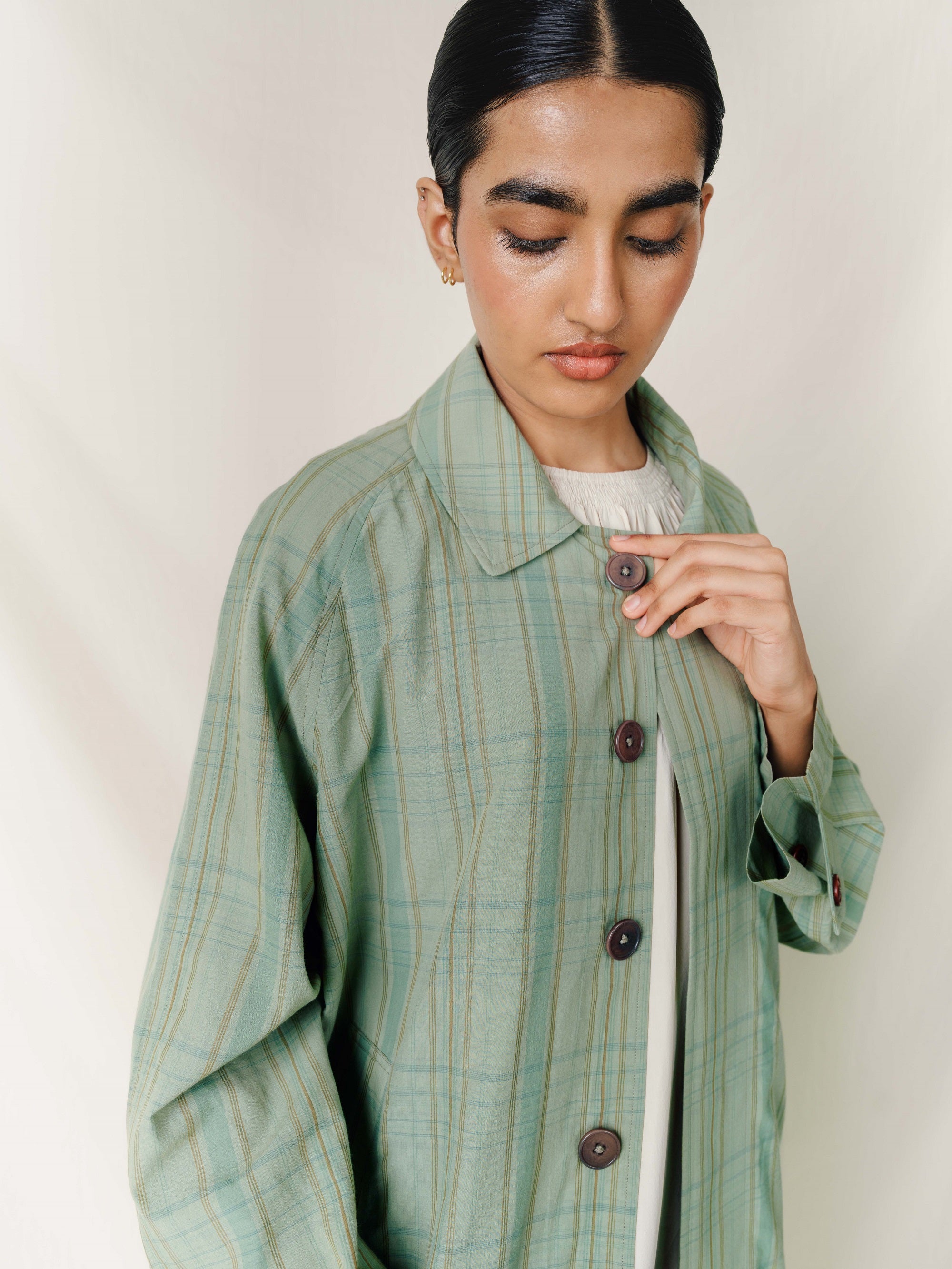 Nain Coat, in Greenstone Plaid