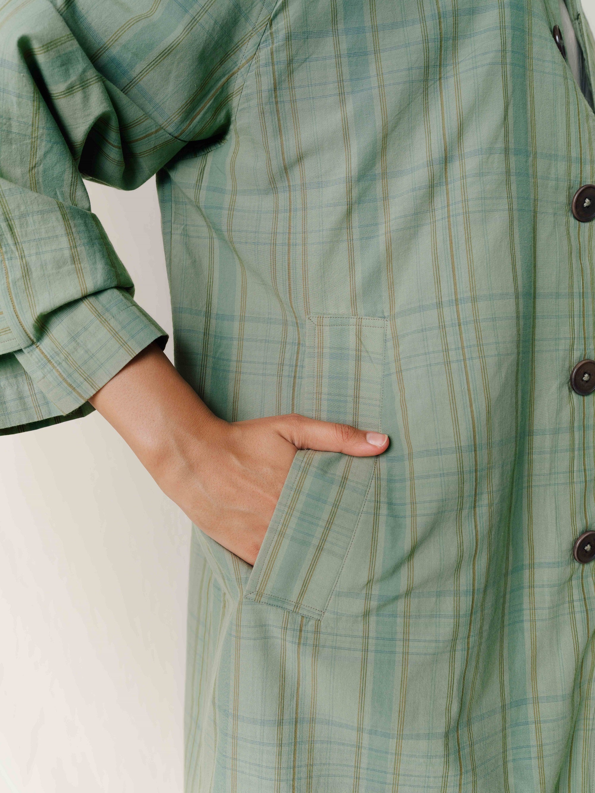 Nain Coat, in Greenstone Plaid