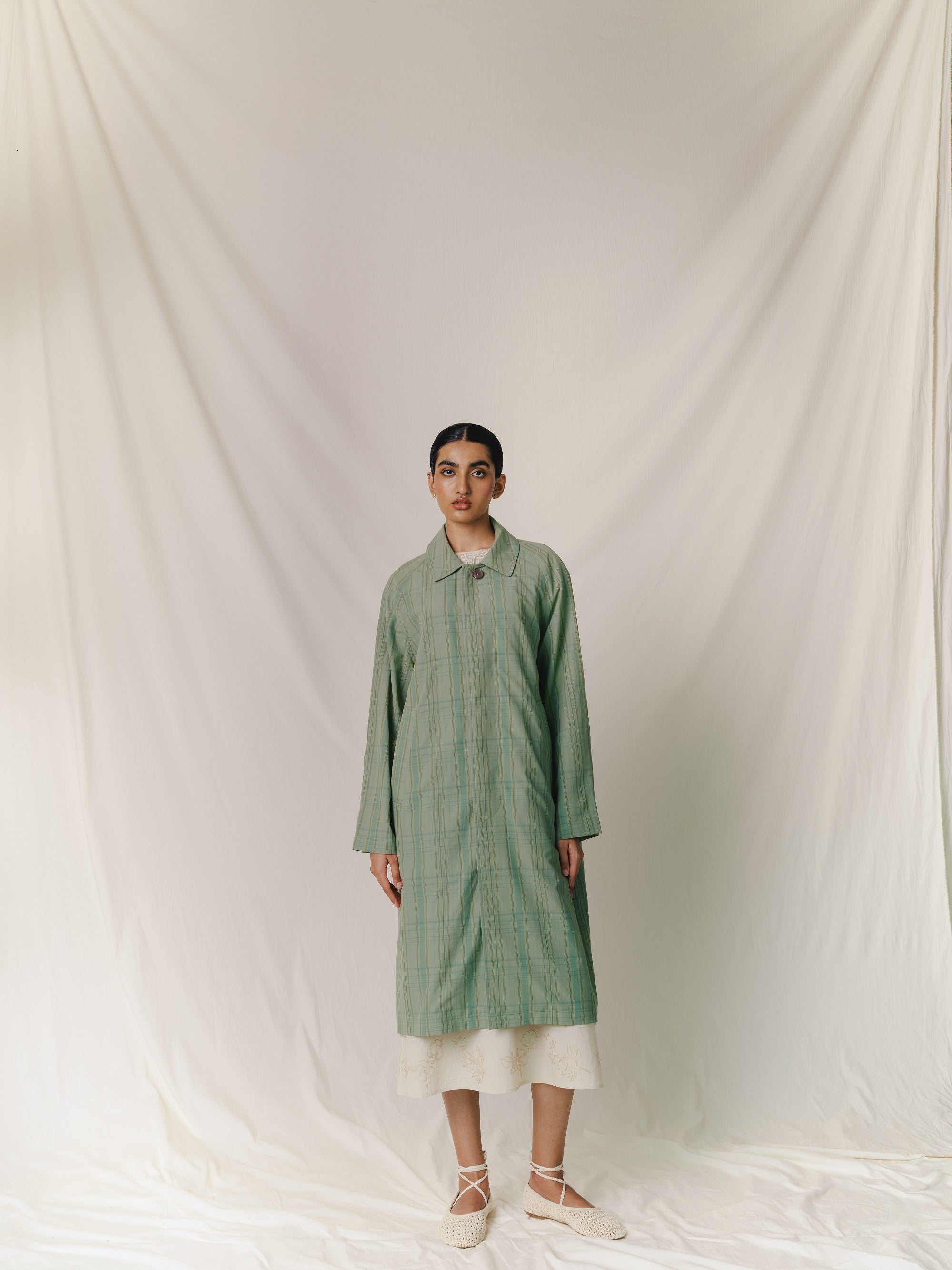 Nain Coat, in Greenstone Plaid