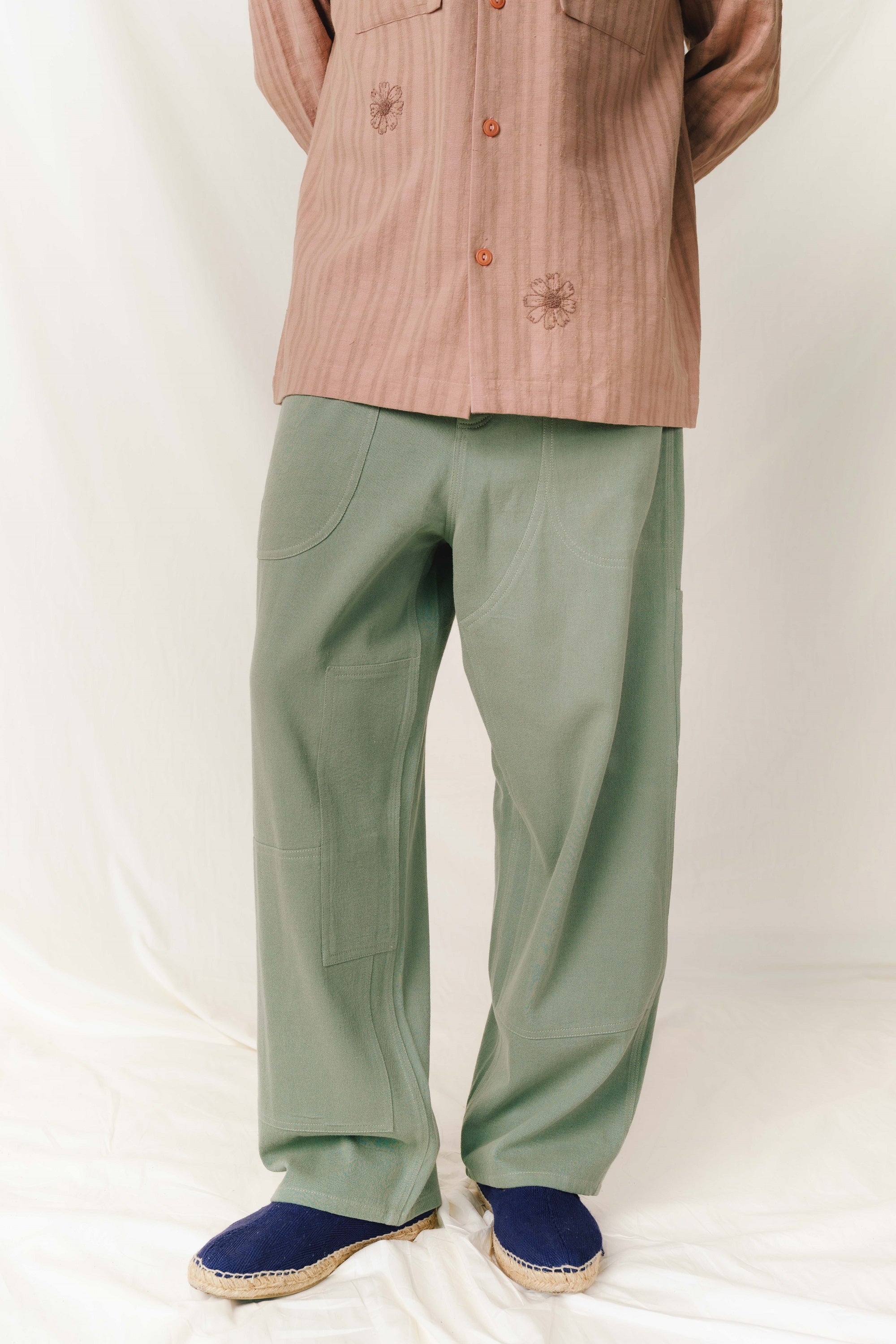Embroidered Long Sleeve Khadi Vacay Shirt, in Umber