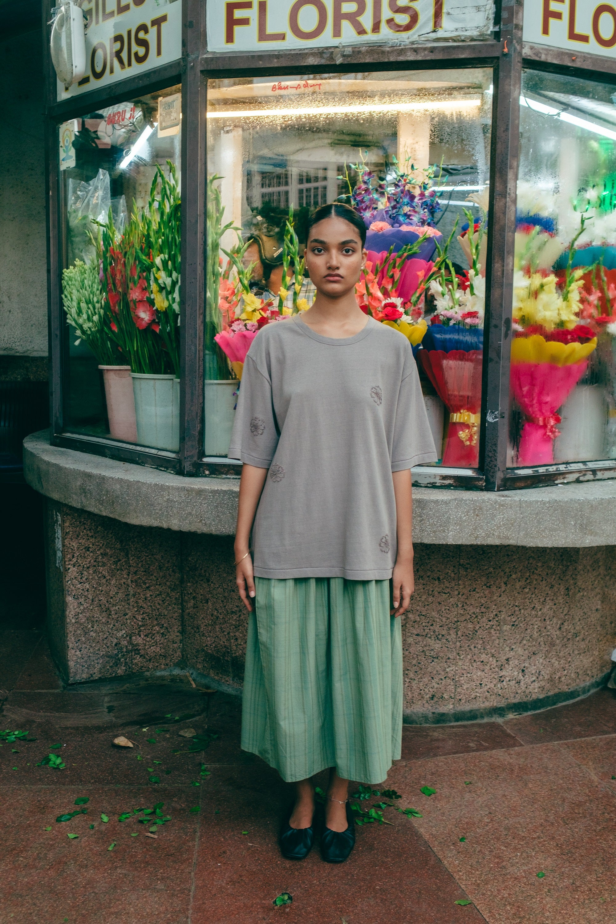 Midi Skirt, in Greenstone plaid