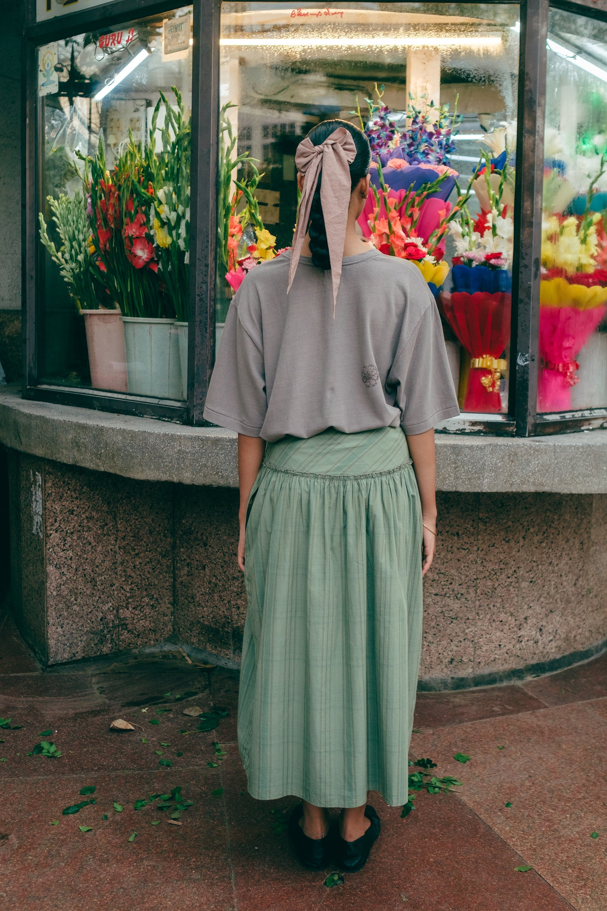 Midi Skirt, in Greenstone plaid
