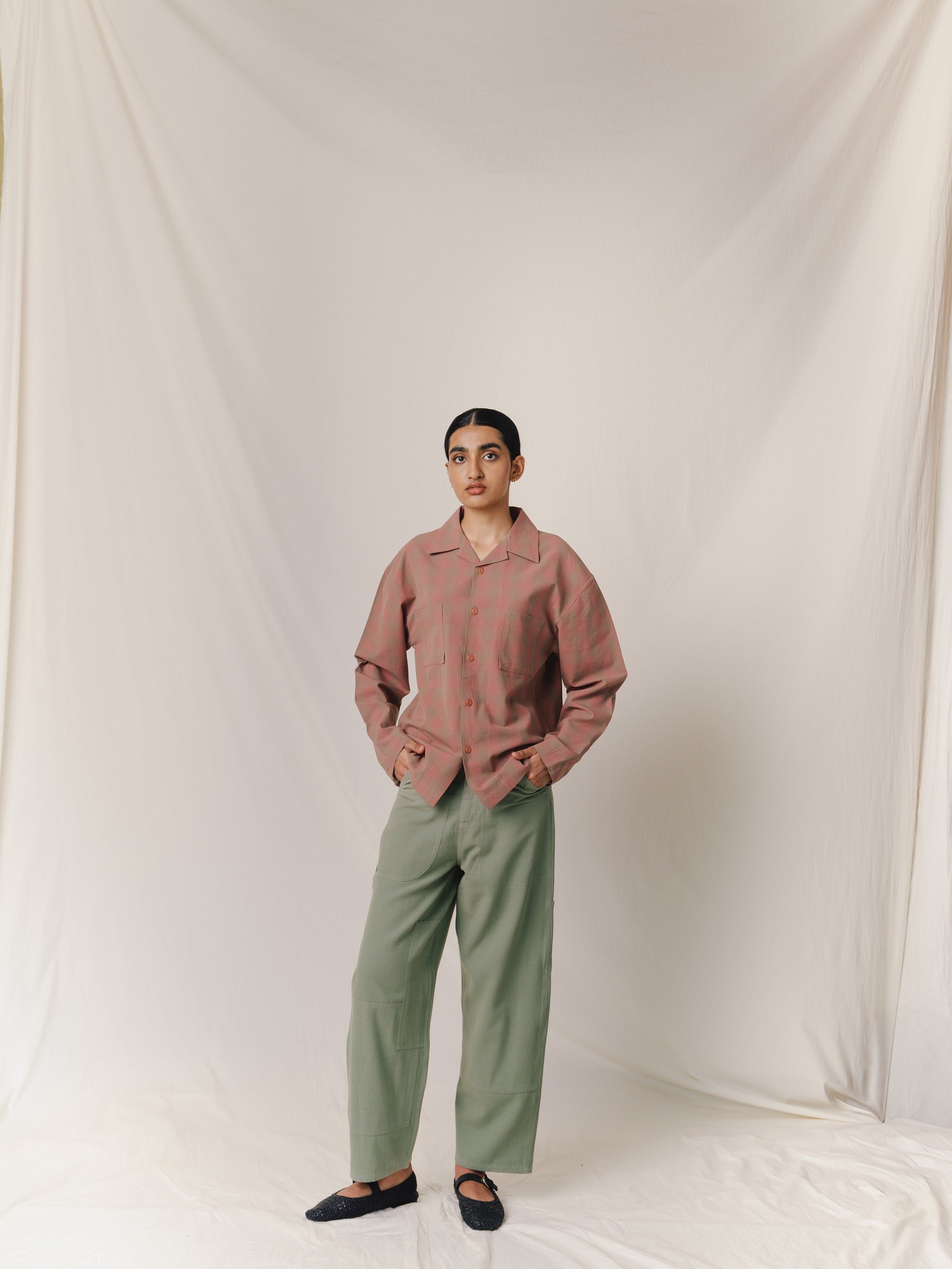 LS Vacay Shirt, in Apricot Checked