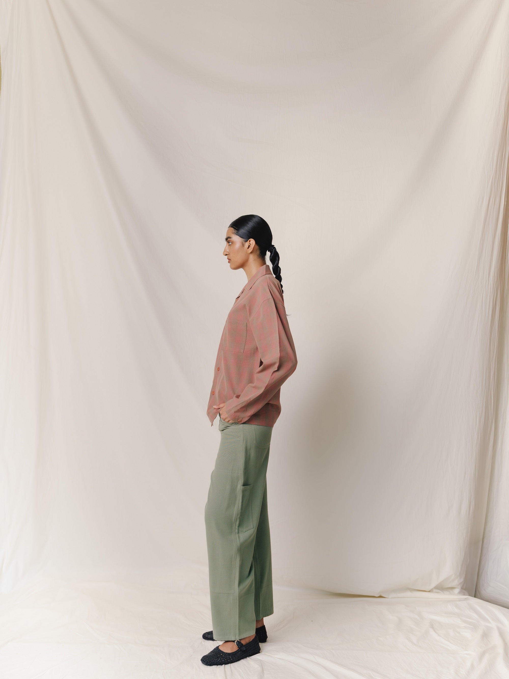 LS Vacay Shirt, in Apricot Checked