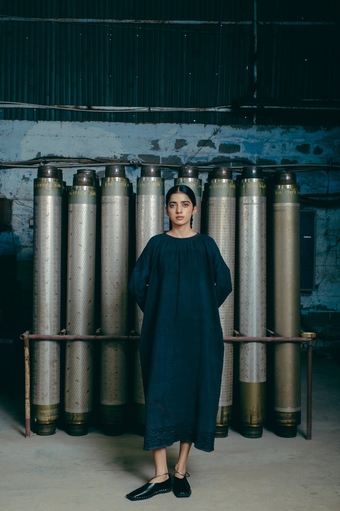 Hand-Embroidered Hammock Dress, in Black