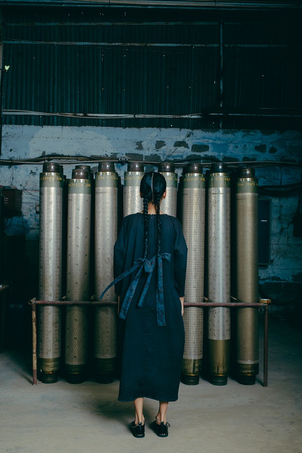 Hand-Embroidered Hammock Dress, in Black