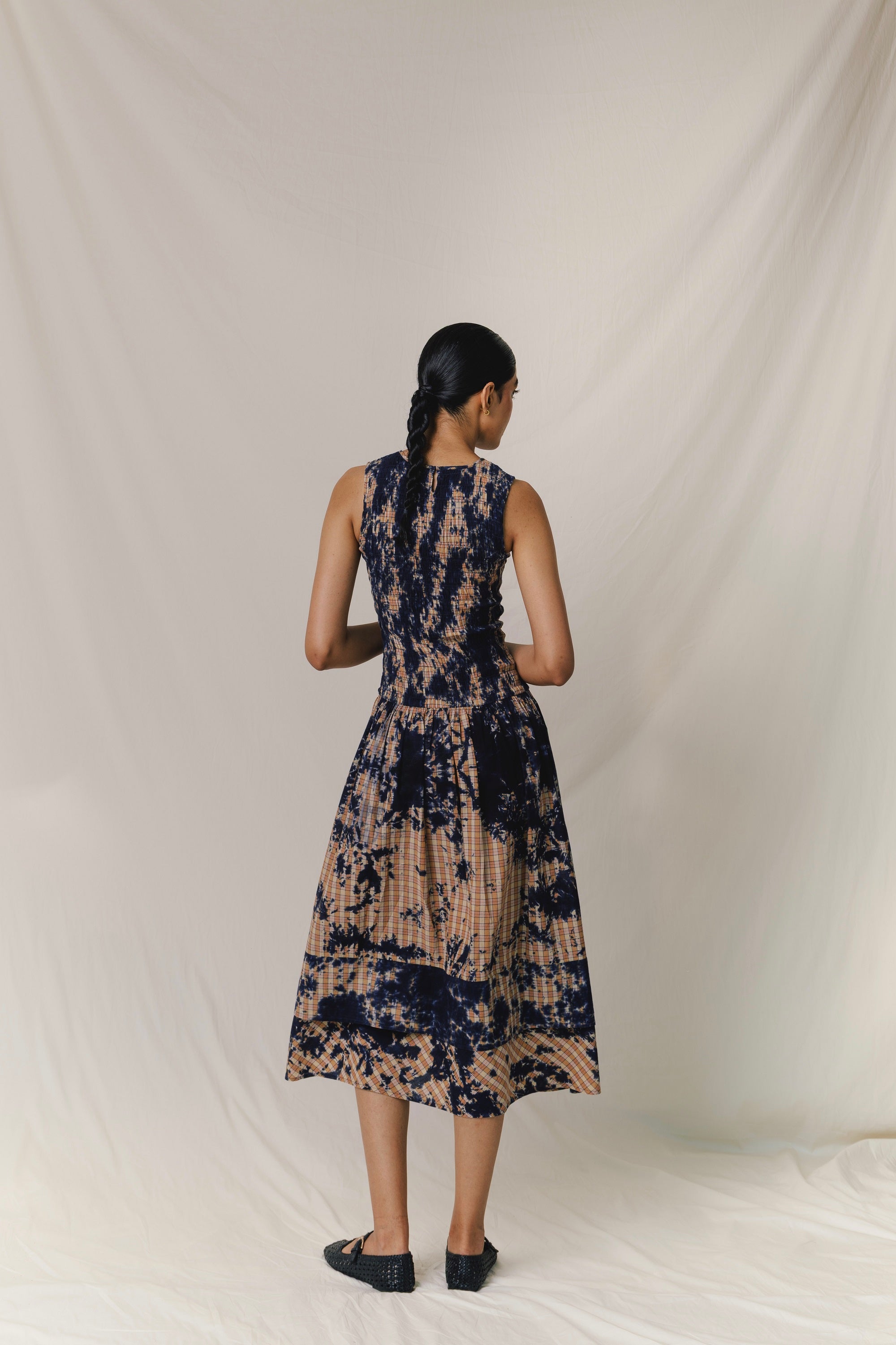 Smocked Midi Dress, in Accidental Navy
