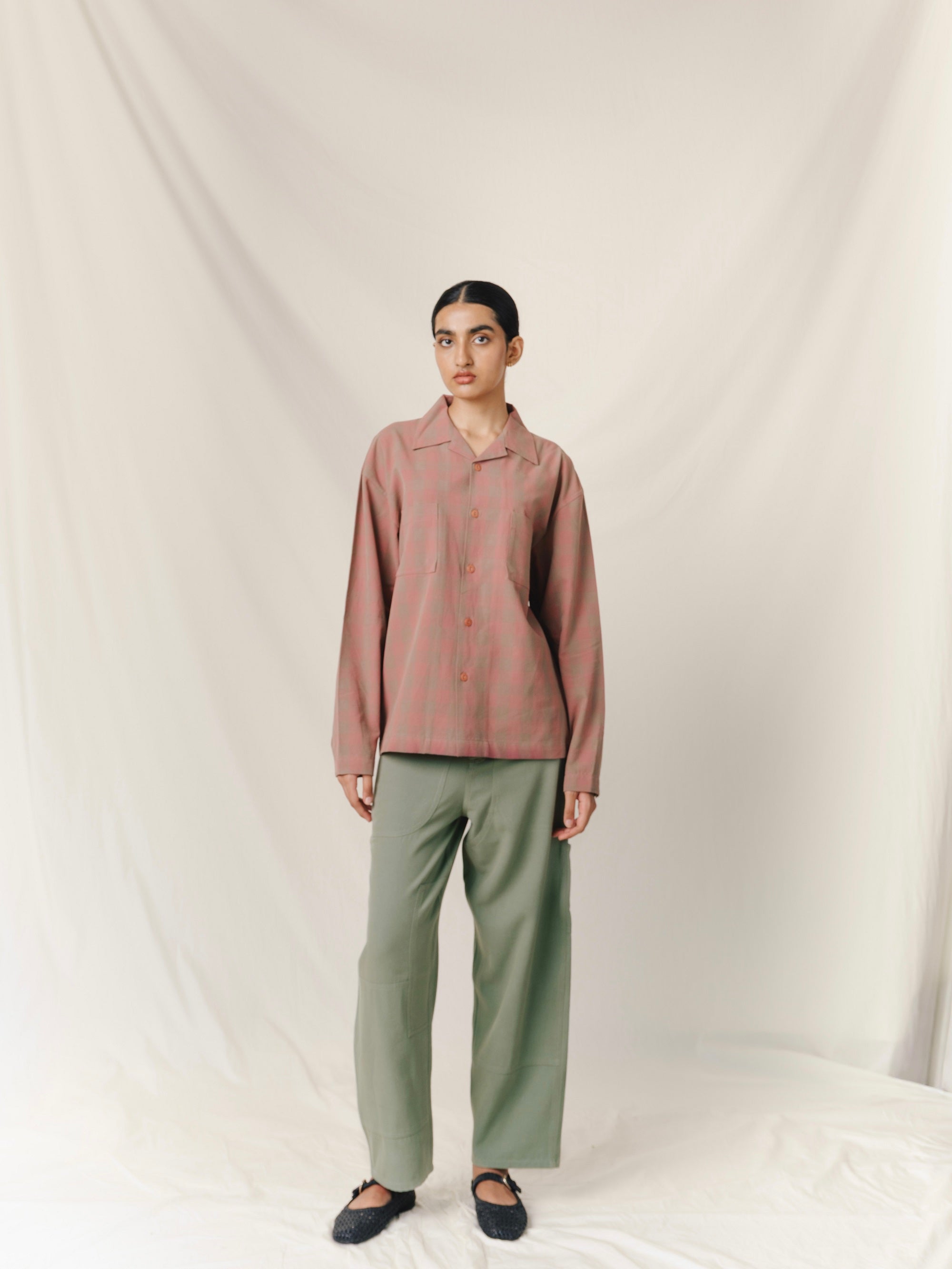LS Vacay Shirt, in Apricot Checked