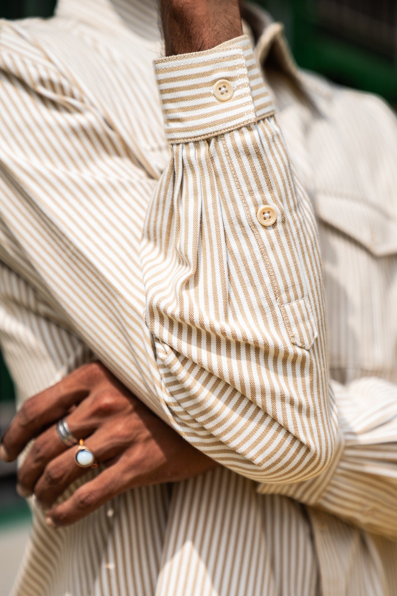 Farmer Shirt, in Caramel Stripe