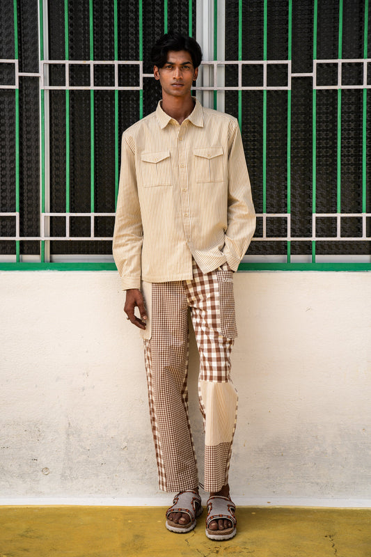 Mar Cargo Trousers, in Brown Gingham