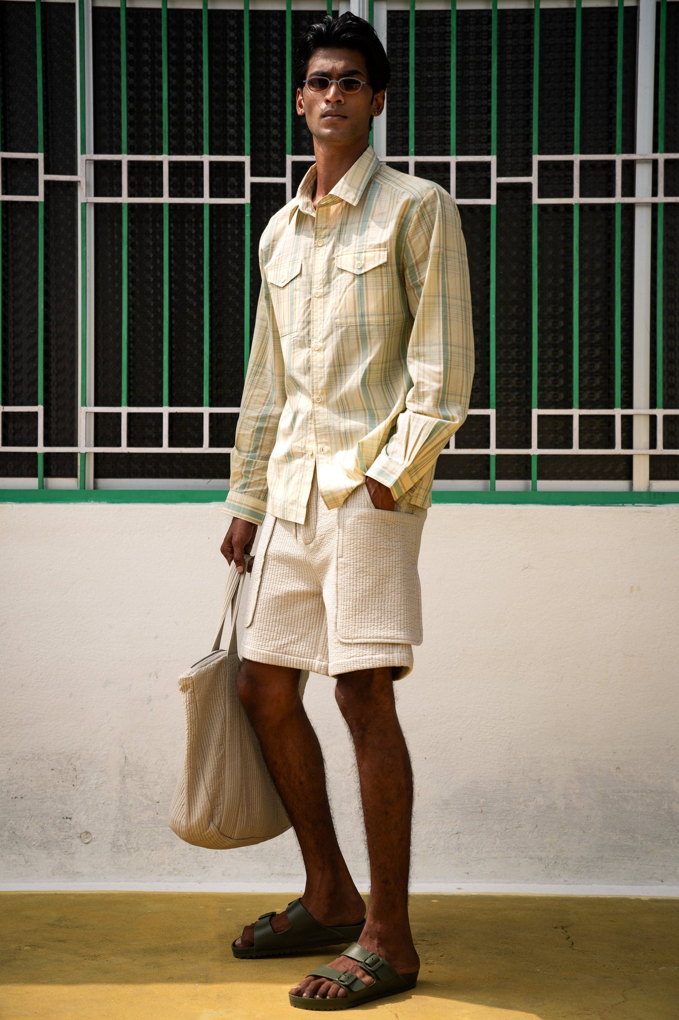 Quilted Mar Cargo Shorts, in Walnut