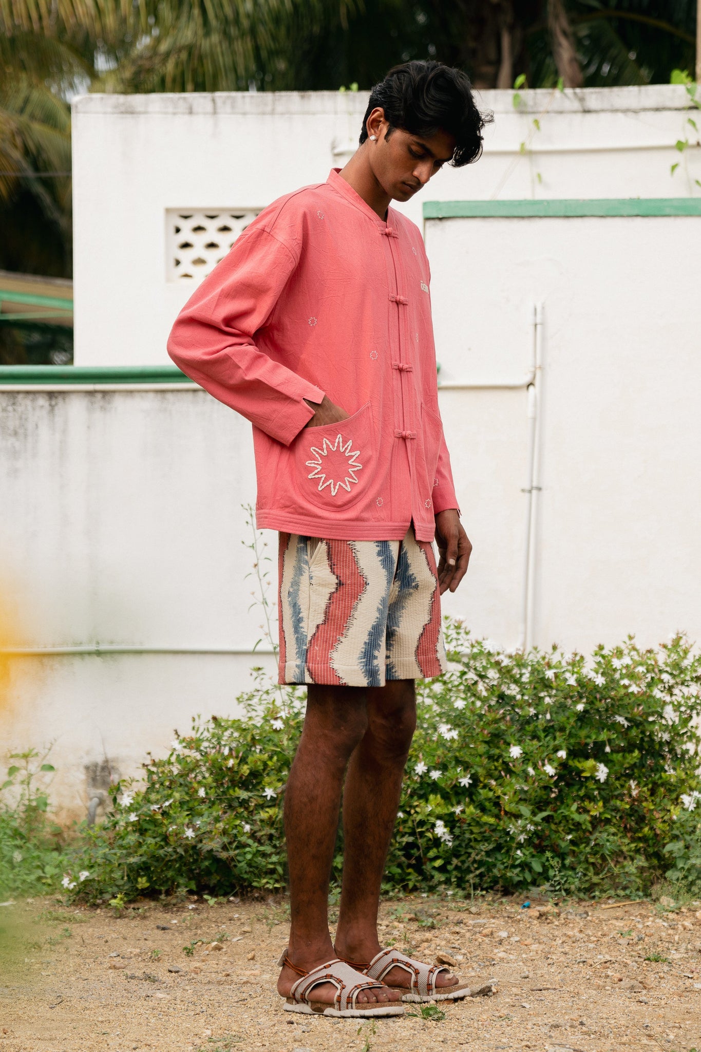 Quilted Sne Shorts, in Wave Harissa