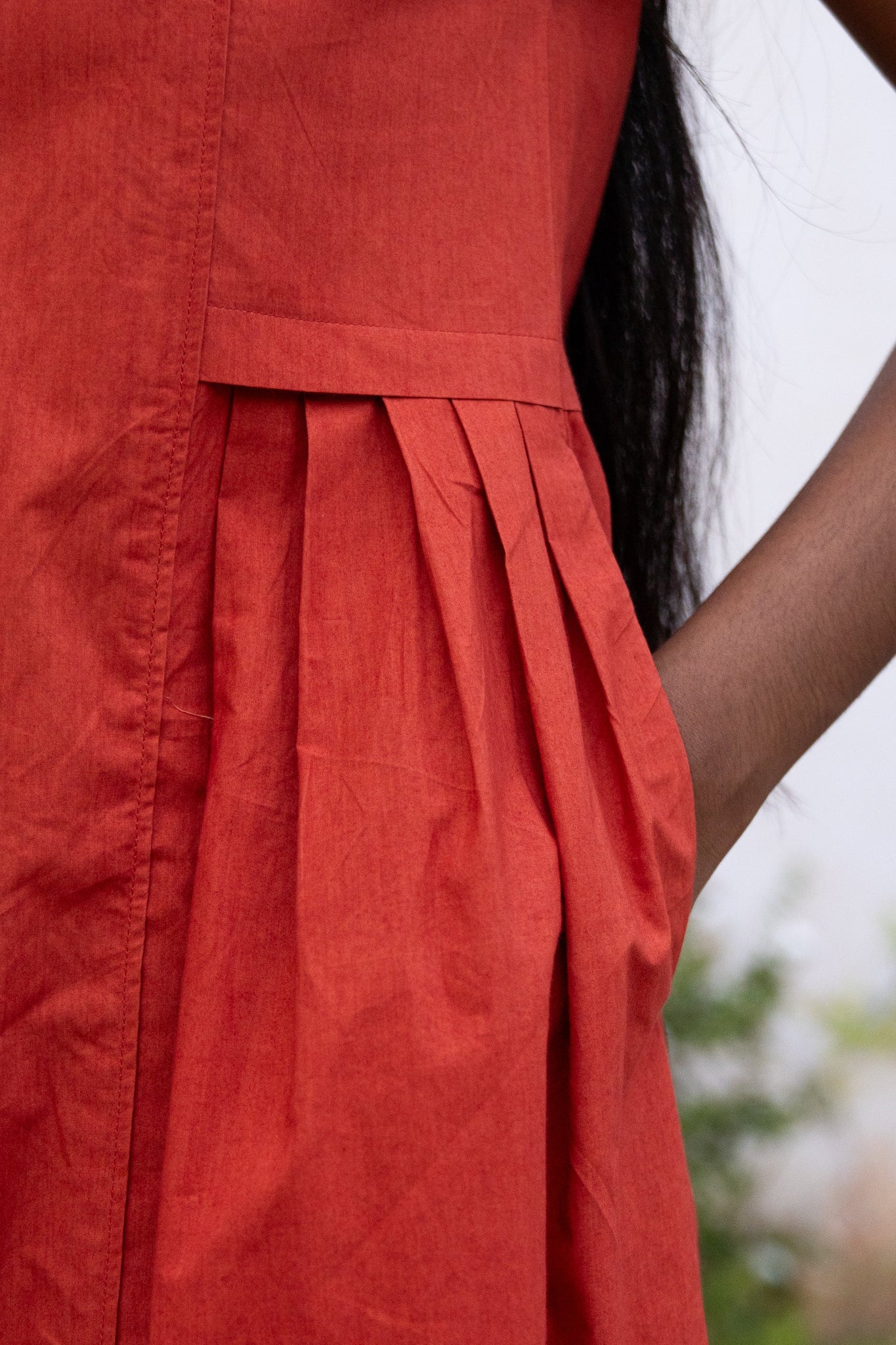 Suvana Pleated Skirt Dress, in Harissa
