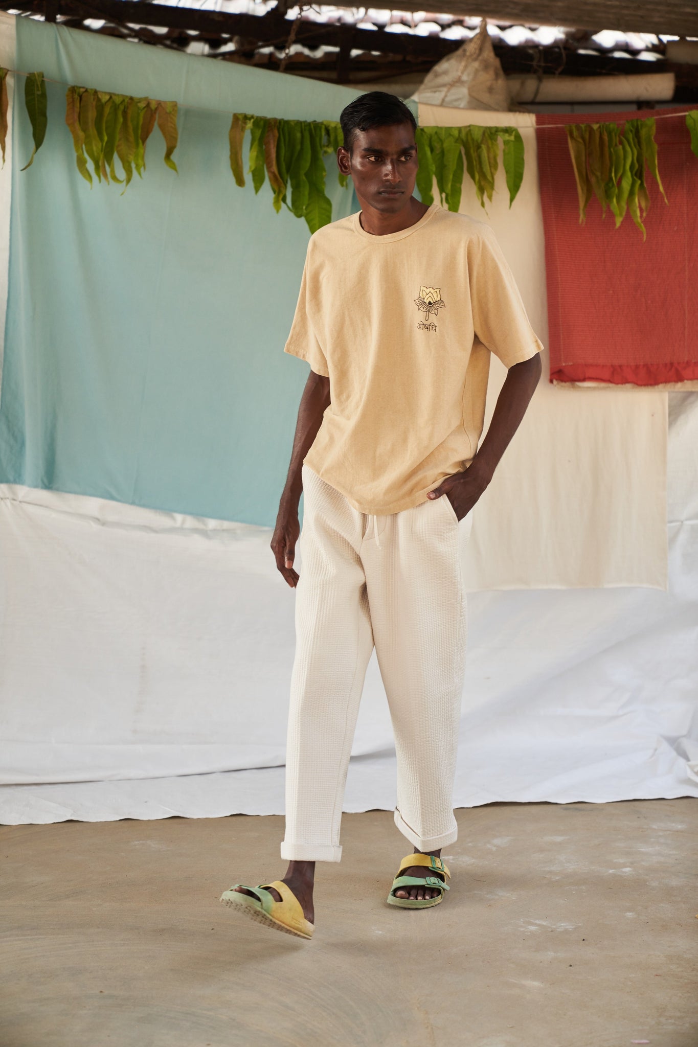 Quilted Ina Chinos, in Ecru