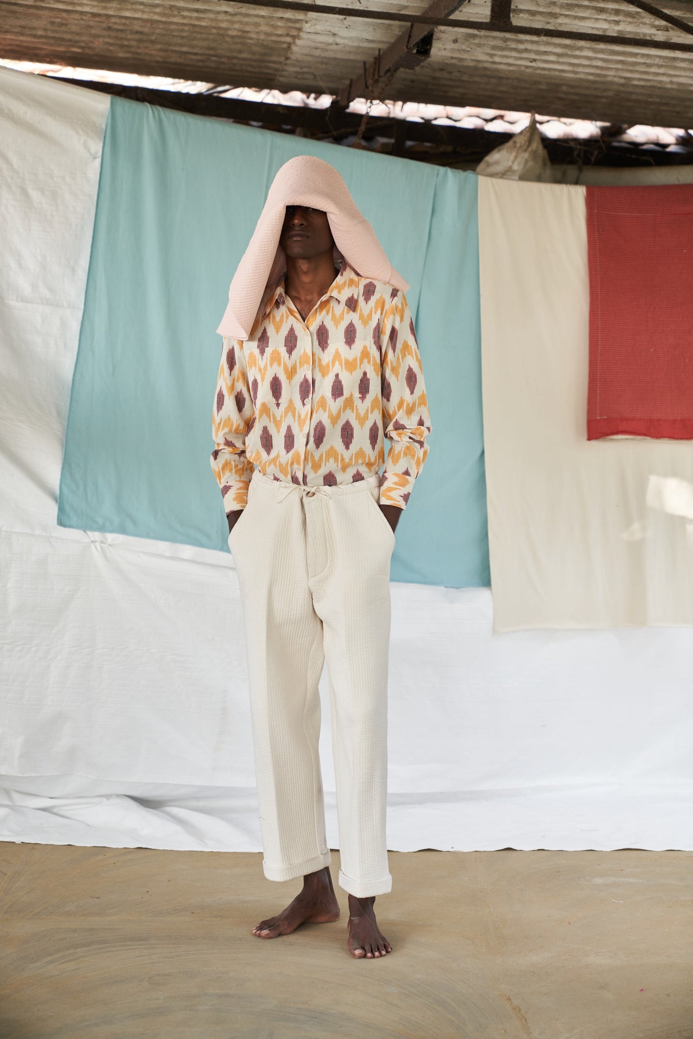 Quilted Ina Chinos, in Ecru