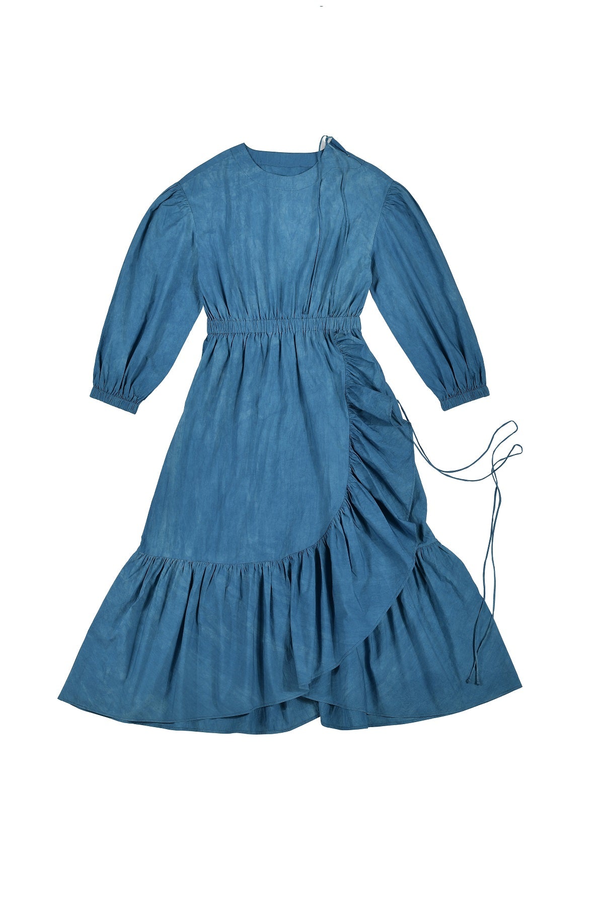 Lily Ruffle Dress, in Indigo